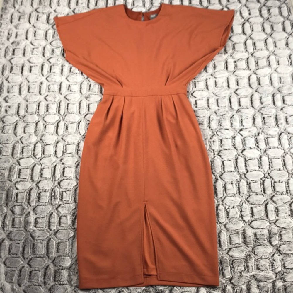 {asos} flutter/kimono sleeve belted pencil dress